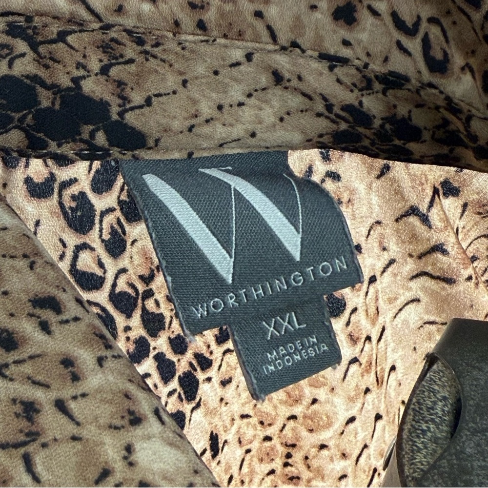 Snakeskin Print Button-Up Blouse Worthington Size XXL - Picture 5 of 5